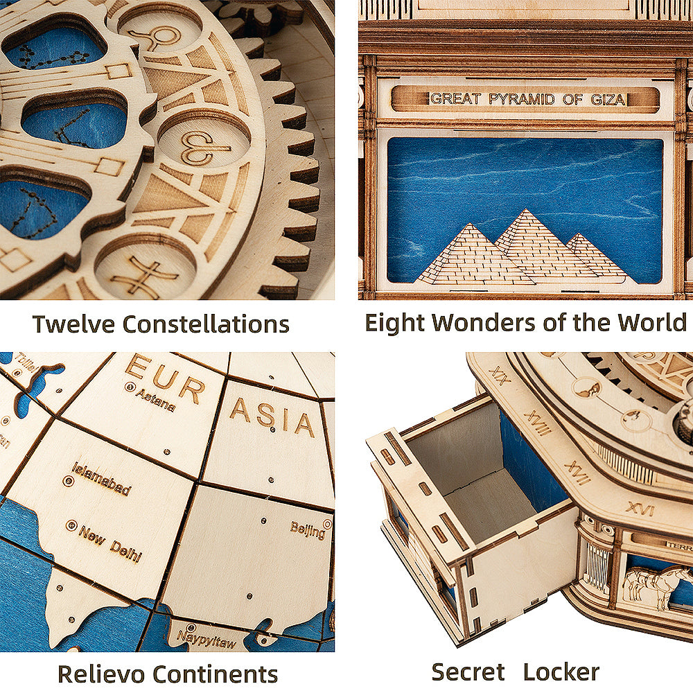Terra Mater - Wooden Mechanical Globe