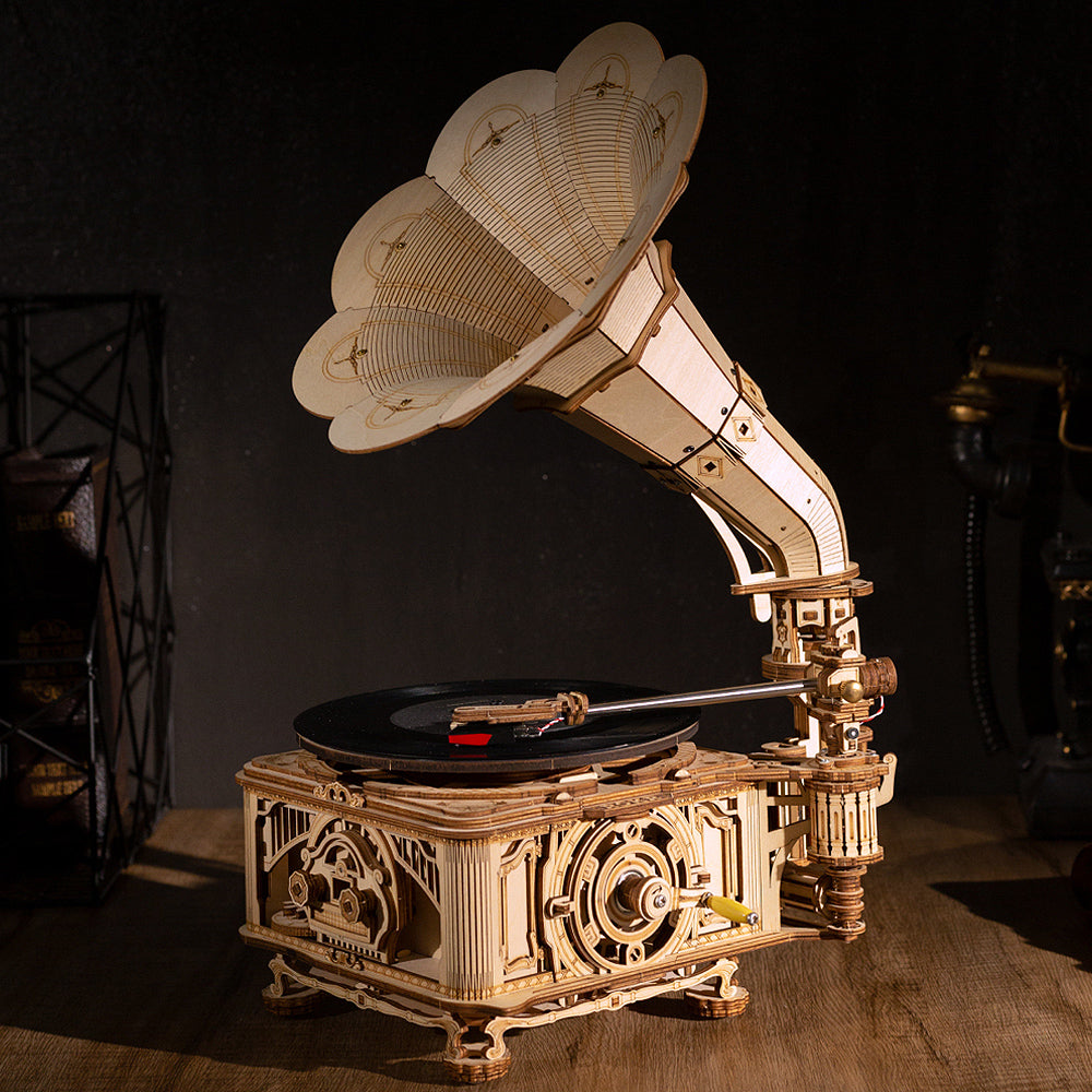 classical gramophone mechanical gear Gramophone Puzzle with Vinyl LKB01